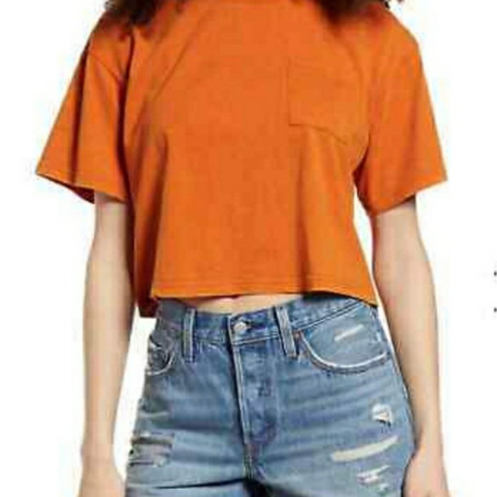 NWT Nordstrom BP cropped washed tee rust amber size Medium